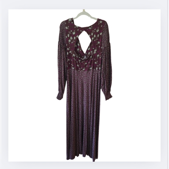 Free People Love Story Maxi Dress Women's Size Large Raisin Purple Multi - Picture 4 of 16